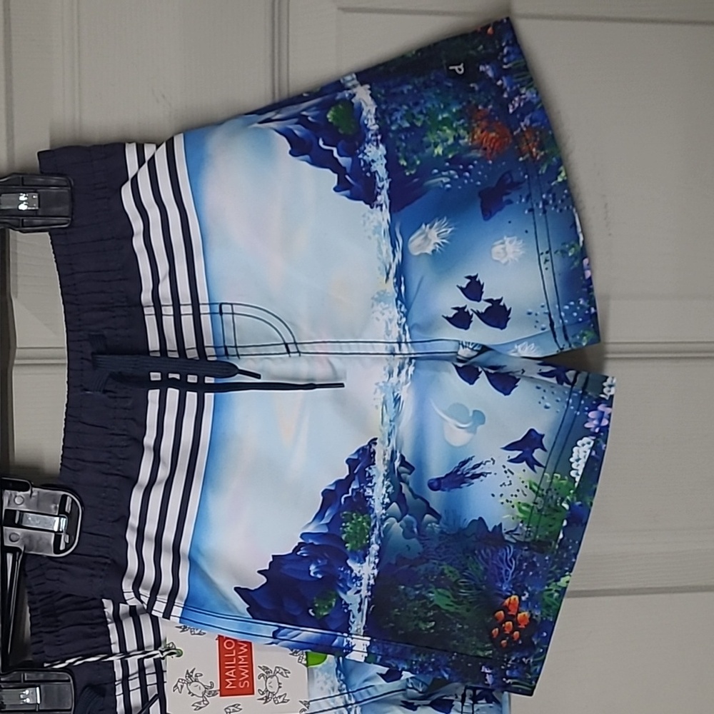 🩴Deux Par Deux Under The Sea Youth Swim Shorts UPF 50 NWT Size 2/3 or 3/4